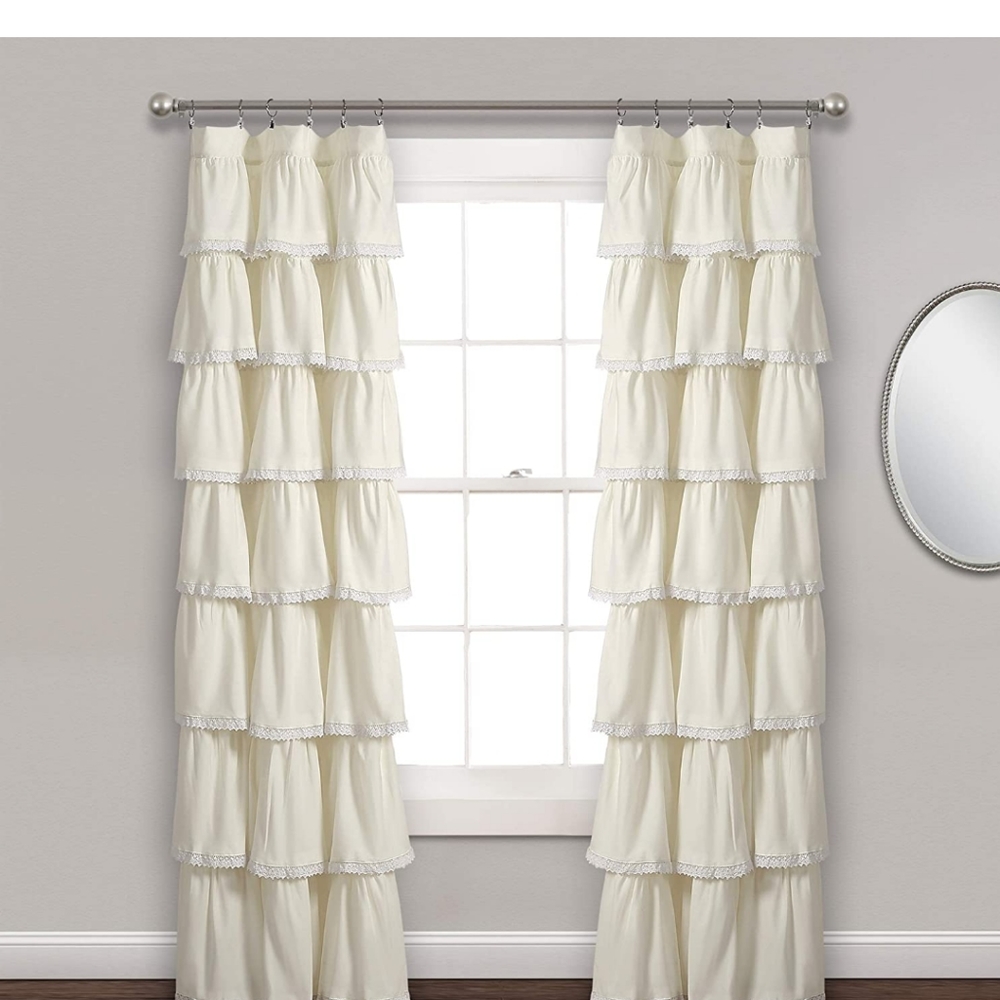 Shabby Chic/Farmhouse Ivory Ruffle Curtain